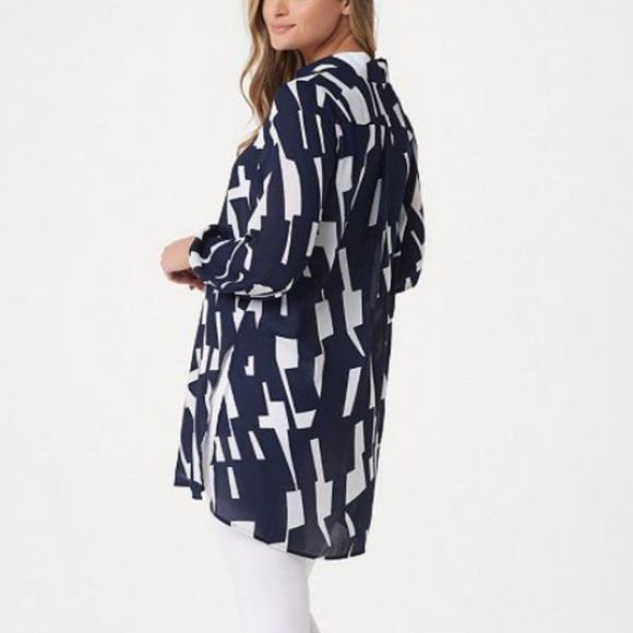 Dennis Basso Printed Woven Button Front Duster 545 - Picture 2 of 3